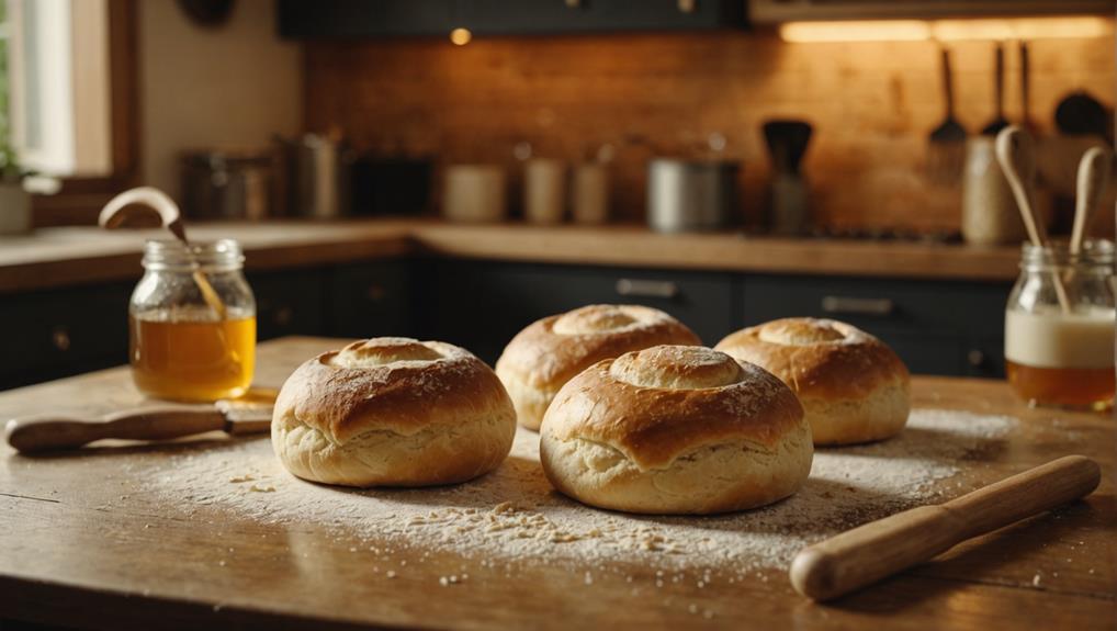 baking fresh bread rolls